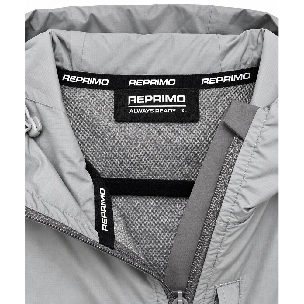Reprimo Flight Windbreaker Jacket Mens XL Gray Hooded Reflective Running - Picture 3 of 8